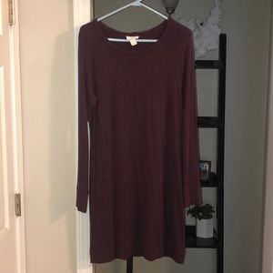 Loft Long Sleeve Burgundy Dress
